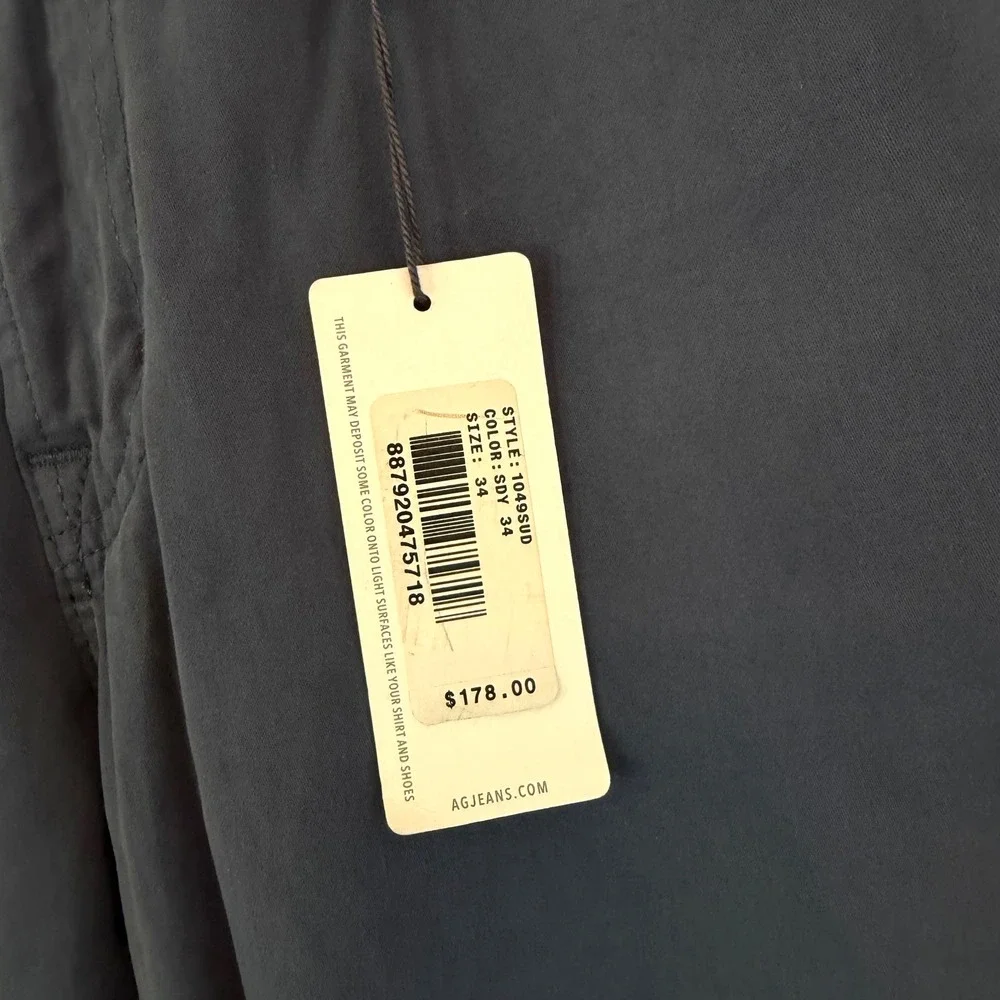 AG Adriano Goldschmied Protege Straight Leg Pants 34x34 Sueded NEW Grey Blue